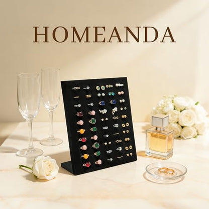 Homeanda Ring Display Stand with Velvet Lining, 2 Pcs L-Shaped Jewelry Organizer with Individual Slots, Sturdy Non-Slip Base for Retail Display, Home Storage & Photography (8" x 4" x 9.6") - style: 2 PCS