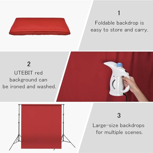 UTEBIT Christmas Background, 6x9ft Classic Red Photo Backgrounds Microfibre Retro Abstract Crimson Photography Backgrounds Portrait Props for Photography - size: 6x9ft