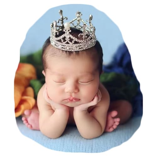 Zeroest Newborn Photography Crown Headband - Baby Princess Tiara for Infant Photo Shoots, Birthday Party -Rhinestone Prop - color: Silver 3#