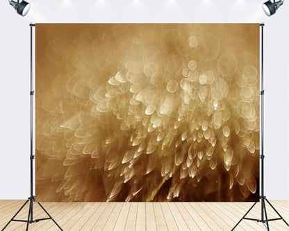 Trykid 5x3ft Golden Bokeh Backdrop Warm Tone Feathery Light Scene Photography Background Cozy Evening Decoration Tapestry Photo Booth Prop Fabric - size: 5x3ft