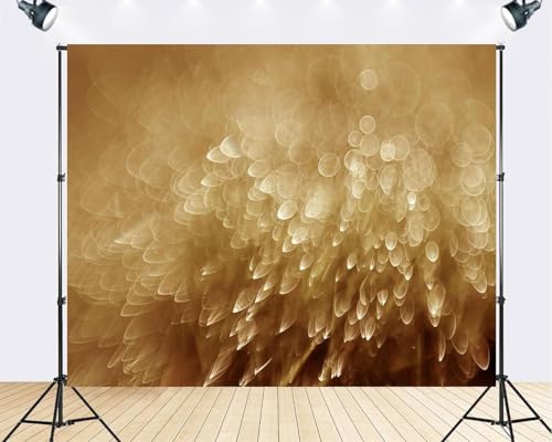 Trykid 10x10ft Golden Bokeh Backdrop Warm Tone Feathery Light Scene Photography Background Cozy Evening Decoration Tapestry Photo Booth Prop Fabric - size: 10x10ft