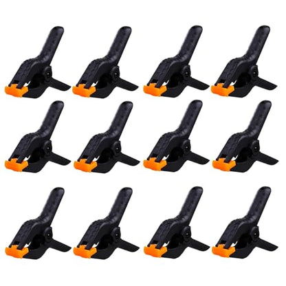 12 Pack 4.5 inch Plastic Spring Clamps, Black Heavy Duty Spring Clips Clamps for Balloon Arch, Crafts, Backdrop Stand, Woodworking, Photography Studios, Home Improvement - color: Black (4.5")