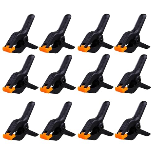 12 Pack 4.5 inch Plastic Spring Clamps, Black Heavy Duty Spring Clips Clamps for Balloon Arch, Crafts, Backdrop Stand, Woodworking, Photography Studios, Home Improvement - color: Black (4.5")