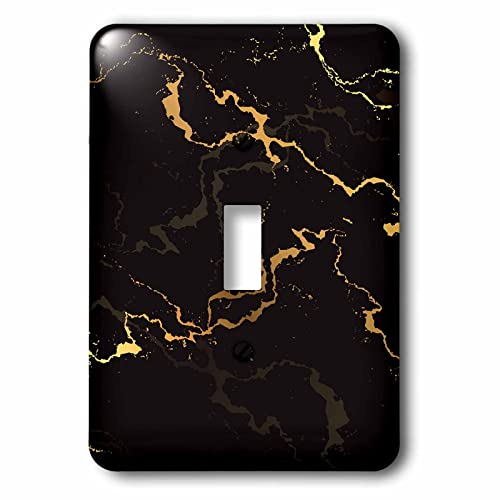 3dRose Image of black and yellow marble texture, faux stone backdrop single toggle switch - style: Single Toggle Switch