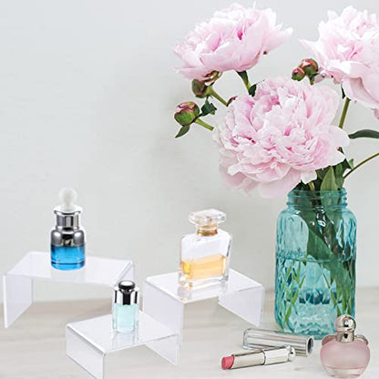Chuangdi 2 Sets Acrylic Display Risers, Product Stand, Jewelry Display Riser Shelf Showcase Fixtures for Dessert Cupcake Candy Figure Treat Action Showcase(Clear,Small Set) - color: Clear, size: Small Set