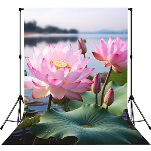 Lakeside Flowers Backdrop Background for Photography 5x7ft Photobooth Professional Photo Backdrop Curtains Video Photography Studio Photo Backgrounds Banner Booth Background Screen Parties - color: Lakeside Flowers