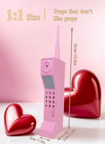 Diydeg Retro Mobile Phone, 80S 90S Old Fashioned Portable Brick Cell Phone Ornament, Iron Simulation Photographic Props Vintage Cellular Phone Model for Party Decorations Home Stage - color: Pink