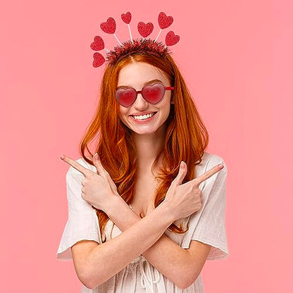 Heart Headband and Heart Sunglasses for Valentine, Wedding, Birthday, Party - One Size Fits Most - Red