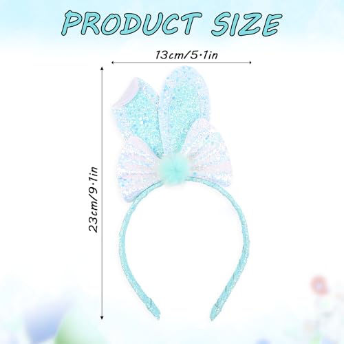 Totelux Easter Headband Bunny Ears Hair Band Glitter Sequins Rabbit Ears Hair Accessories for Women Girls Easter Party Favor Blue - color: Blue