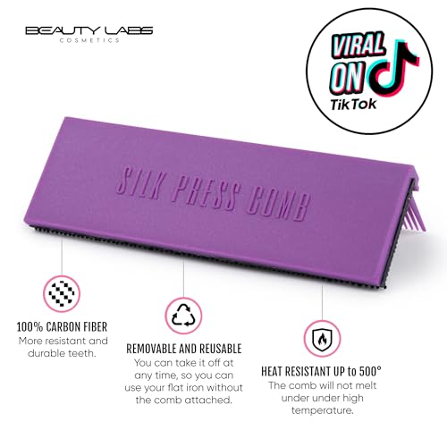 Silk Press Comb - Removable Clip-On Hair Straightener Attachment - Heat-Resistant for Professional & Silky Results (PURPLE) - color: Purple
