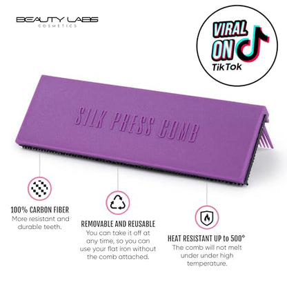Silk Press Comb - Removable Clip-On Hair Straightener Attachment - Heat-Resistant for Professional & Silky Results (PURPLE) - color: Purple