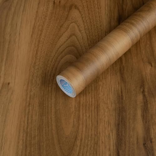 Wood Contact Paper Peel and Stick, Thicken Vintage Brown Wood Grain Wallpaper for Countertops Furniture, Natural Wood Furniture Sticker Self-Adhesive Removable Waterproof Vinyl Film 23.6 in X 196 in - color: Light Brown, size: 23.6" x 197"