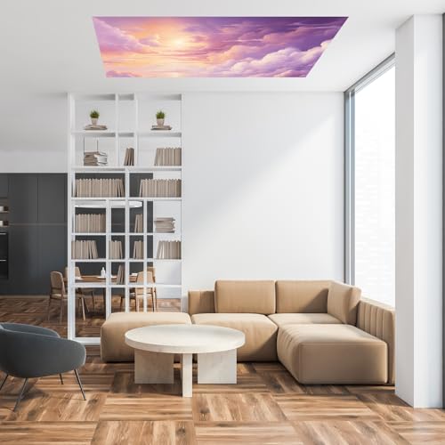 Outus Fluorescent Light Cover Classroom Lighting Cover with 10 Magnets Light Filter Magnetic Ceiling Panel Decoration 2 x 4 ft (23.62 x 47.24 In) Reduce Glare for Office School(4,Purple Cloud) - style: Purple Cloud