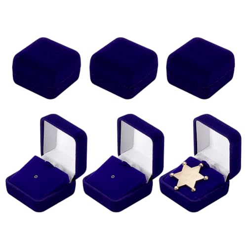 PH PandaHall 6pcs Velvet Badge Display Box, Blue Jewelry Lapel Pin Gift Box Coin Presentation Display Boxs Badge Storage Display Case for Brooch Christmas Medal Collection, 1.67 x 1.67 x 1.08 Inch - color: Blue