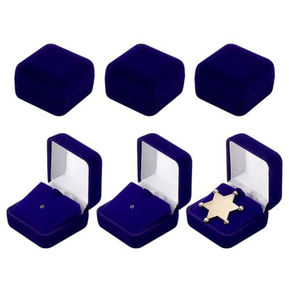 PH PandaHall 6pcs Velvet Badge Display Box, Blue Jewelry Lapel Pin Gift Box Coin Presentation Display Boxs Badge Storage Display Case for Brooch Christmas Medal Collection, 1.67 x 1.67 x 1.08 Inch - color: Blue