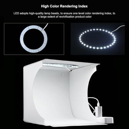 Fydun Mini Folding Lightbox Portable Studio LEDs Panel Soft Box Kit for Small Items Photography
