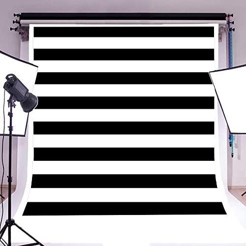 AOFOTO 8x8ft Black and White Striped Backdrop Baby Adult Birthday Party Decoration Wedding Photography Background Cloth Kids Girl Boy Portrait Photo Studio Props Baby Shower Banner Vinyl Wallpaper - size: 8x8ft