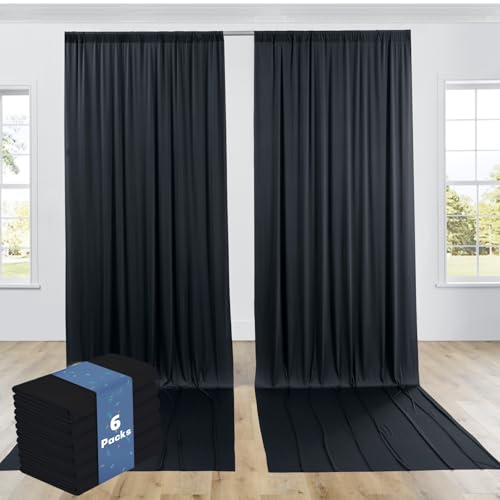 30ftx12ft Black Backdrop Curtains for Wedding Party-Wrinkle Free Backdrops Curtain Drapes Fabric Decorations Photo Back Drop Cloth for Baby Shower Photography Stage Reception 6Panels 12ft(H) x 5ft(W) - color: black, size: W5' X H12'(6 Panels)