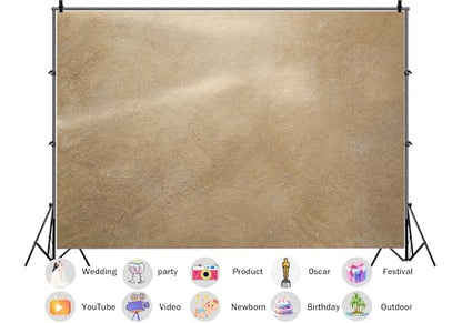 Tan Beige Stone Wall Texture Backdrop Warm Sandy Grunge Surface Photography Background Neutral Minimalist Party Decorations Tapestry Home Decor Photo Studio Props 8X5ft Fabric - size: 8X5ft