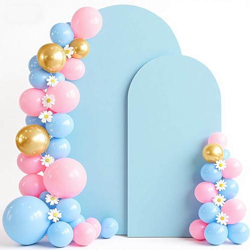 7.2 6 FT Arch Backdrop Cover Set of 2, Spandex Wedding Baby Blue Arch Cover Stretchy Backdrop for Chiara Stand Baby Shower Birthday Balloon Decor 7.2 & 6 FT Baby Blue - color: Baby Blue, size: 7.2, 6FT