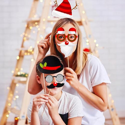 Garma 37pcs Christmas Photo Booth Props, Christmas Party Favors & Supplies Holiday Decorations for Kids Adults Xmas Birthday Party Gifts Accessories