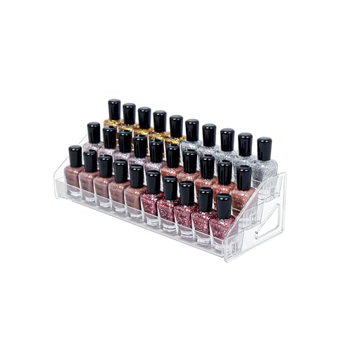 3-Tier Clear Acrylic Nail Polish Storage, Holds 24-48 Bottles, Multi-Purpose Nail Polish Rack, Sunglasses, Essential Oils and Cosmetics - size: 3-tier