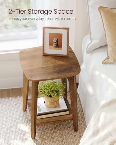 VASAGLE MAEZO Collection - Side Table, 2-Tier Small Square End Table, Nightstand with Tapered Legs, Curved Transitions, for Small Spaces, Living Room, Bedroom, Honey Brown ULET236K01 - color: Honey Brown, size: 1 pack