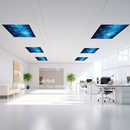 Outus 4 Pcs Fluorescent Light Cover Classroom Lighting Cover with 10 Magnets Light Filter Magnetic Ceiling Panel Decoration 2 x 4 ft (23.62 x 47.24 In) Reduce Glare for Office School(4,Starry Sky) - style: Starry Sky