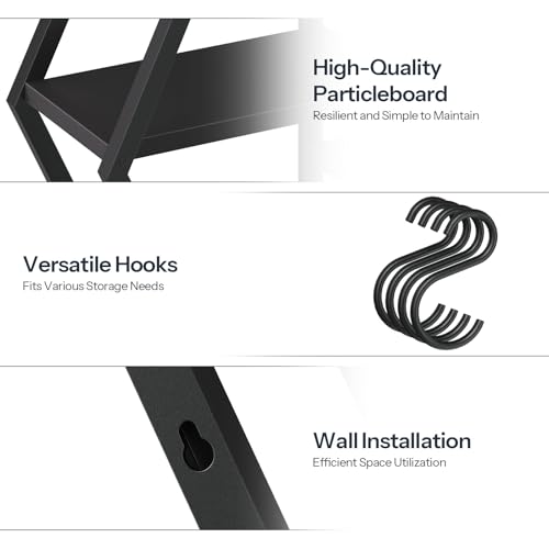 HOOBRO Gaming Floating Shelves with LED Lights, Gaming Wall Mounted Shelf, Hexagonal Display Rack for Wall Storage, Floating Rack with 4 S-Hooks, for Gaming Room, Black BB76DBJ01