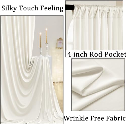 10ft x 10ft Wrinkle Free Ivory Backdrop Curtains for Parties, Polyester Photo Backdrop Drapes 2 Panels 5x10ft Background for Wedding Birthday Baby Shower Party - color: Ivory, size: 10ftx10ft