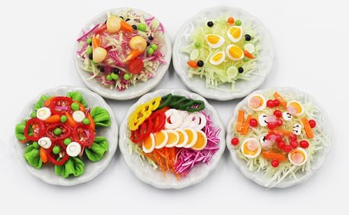 Handmade Miniature Salad – 1:6 Scale Realistic Clay Food for Dollhouses, Doll Accessories, DIY Crafts & Collectible Miniature Kitchen Decor