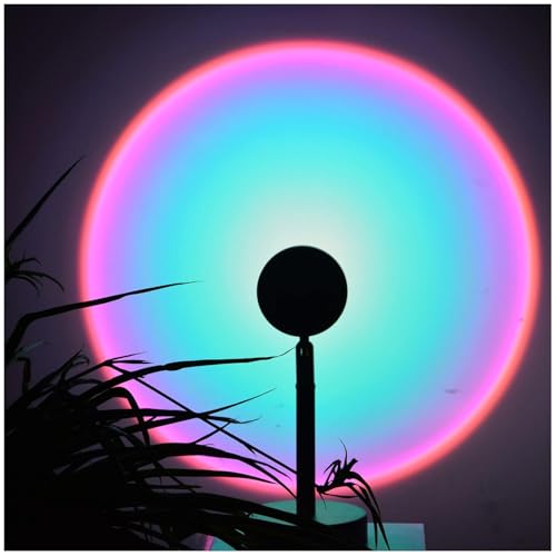 Jensense Rainbow Sunset Projector Lamp Unique Blue Pink Glow Create Magic Aurora Like Ambiance on Wall Ceiling Mood Lighting Home Decor Photography Relaxation - color: Rainbow Blue