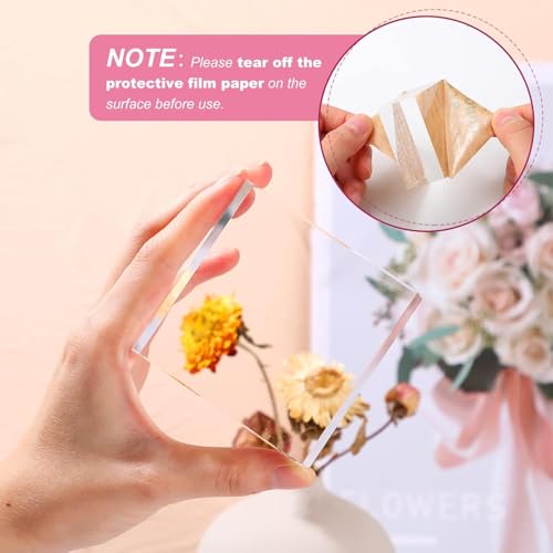 Kigeli 4 Pieces 4 x 4 x 1 Inches Acrylic Cubes for Display Polished Display Block Riser Square Clear Acrylic Pedestal Stand for Jewelry Cake Ring Base Holder