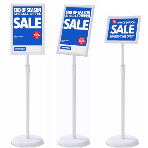 YIYO sign stand，floor sign holder poster stand heavy duty pedestal signage stand for display (WHITE, 8.5*11)