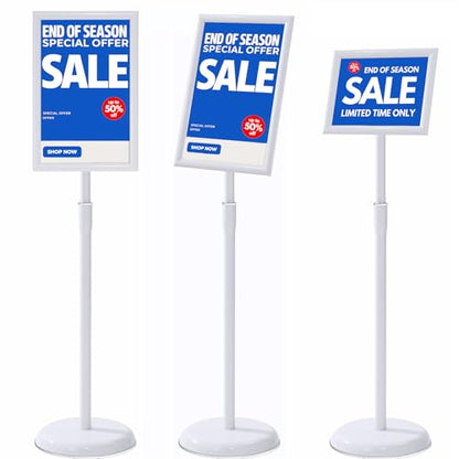 YIYO sign stand，floor sign holder poster stand heavy duty pedestal signage stand for display (WHITE, 8.5*11)