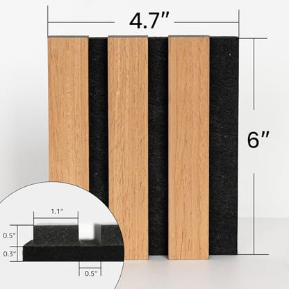 Smartstandard Sample Wood Slat Wall Panel, Soundproof Wooden Wall Panels, Acoustic Wood Panels for Wall, Light Brown, Sample Pack - color: Light Brown, size: 6" x 4.7"