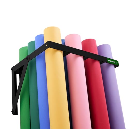 Seamless Paper Backdrop Vertical Storage Rack – Wall Mounted Organizer for Photography Studio – Holds Up to 16 Rolls (Black) - color: BLACK