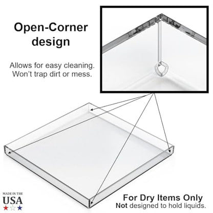 Clear Acrylic Organizer Tray, 8 x 12 Low-Profile Display & Vanity Tray – BPA-Free, Bathroom, Desk, Decor & Serving (Dry Use Only) - Made in USA - size: 8" x 12" x 1"