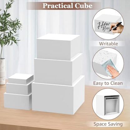 6Pcs White Buffet Risers Set (Size 5",6",7",8",9",10"),Food Risers for Buffet Table Display Stand Shelf for Party Catering Dessert Collectibles Acrylic Cube Boxes Display with Hollow Bottoms