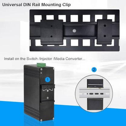 1.73" Width DIN Rail Mounting Clip, Universal Aluminum Alloy Bracket, Snap-in Fixed Clamp for 35mm Slotted DIN Rail, 4-Pack - size: 1.73 Width DIN Rail Mounting Clip