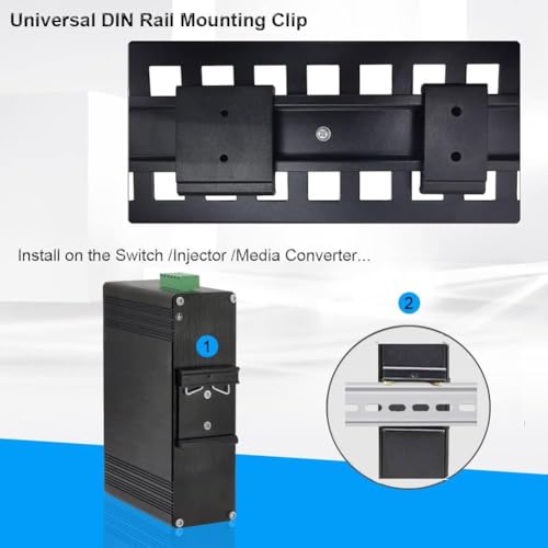 1.73" Width DIN Rail Mounting Clip, Universal Aluminum Alloy Bracket, Snap-in Fixed Clamp for 35mm Slotted DIN Rail, 4-Pack - size: 1.73 Width DIN Rail Mounting Clip