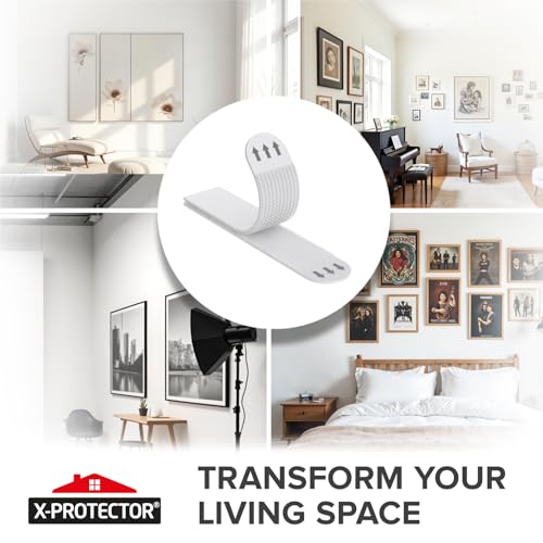 X-Protector Picture Hanging Strips - 28 Pairs Damage Free Picture Hangers - Self Adhesive Wall Hangers Without Nails - Heavy Duty Wall Hanging Strips - Walls Sticky for Hanging Up to 20 LBS (Size M+L) - size: M+l