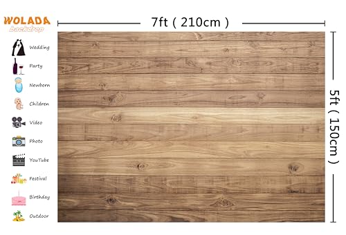 Natural Light Brown Wood Plank Photography Backdrop Realistic Wooden Texture Photo Background for Portrait Product, Studio DIY Projects 7x5FT 11789