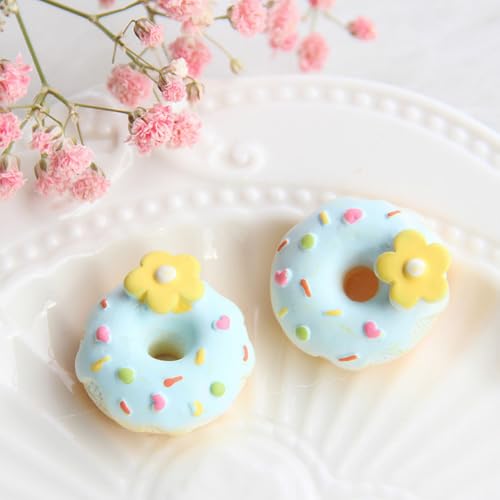 50Pcs Artificial Simulated Cake Desserts, Artificial Donuts, Fake Desserts for Craft Decorations, Photography Props, Home Decor, DIY Design Accessories, Keychain Decorations(Blue) - color: Blue, size: 50Pcs