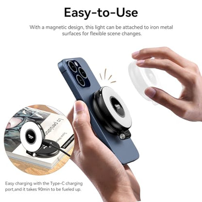 ULANZI LM19 Fill Light, Magnetic Phone LED Selfie Fill Light Compatible with iPhone 17 16 15 14 13 12, 2500K-8500K Dimmable, Pocket Vlog for Video Call, TikTok, Live Streaming, Makeup, Selfie Photo - color: White