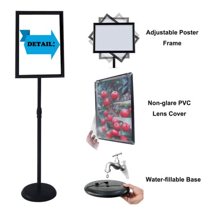 YDisplay Sign Holder Stand 11x17inches Pedestal Floor Standing Poster Stand with Base Height Adjustable Both Landscape Or Portrait Displayed,Black - size: 11×17inches,2pack