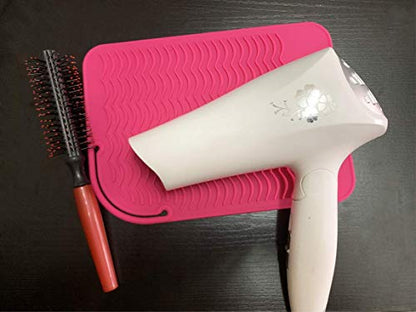 Heat Resistant Mat for Curling Iron, Flat Irons and Hair Straightener Hair Styling Tools 9" x 6.5", Food Grade Silicone, Pink - color: Pink