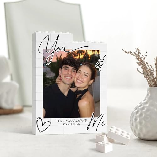 NAZENTI Personalized Building Brick Photo Block, Customized Photo Block Gifts for Couples, Picture Blocks for Wedding, Family, or Friends,Valentine’s Day, Gifts for Valentine 2026 Women Men Design 02 - color: Design 2