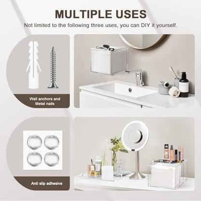 Disposable Facial Towels Storage Box - Acrylic Container Compatible With Clean Skin Club Clean Towel XL - Wall-Mounted Makeup Organizer With Drawer Valentine's Day Gifts - color: Clear