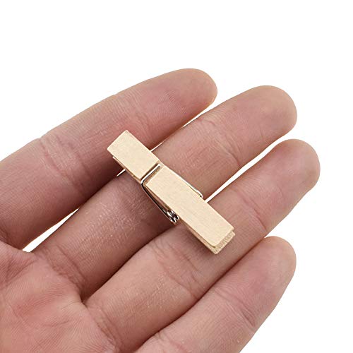 HAHIYO Wooden Clothes Pins Clothespins Small Do NOT Fall Apart 1.38 inches Length 60 Pack Sturdy Strong Springs No Rust No Discoloration for Laundry Bathroom DIY Craft Photos Food Opened Bags - size: Natural Wood 1.38 inches 60 Pack